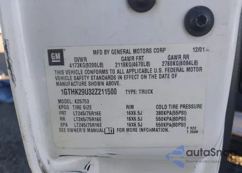 2002 GMC Sierra 2500Hd Sle z USA, uszkodzony, nr VIN 1GTHK29U32Z211500